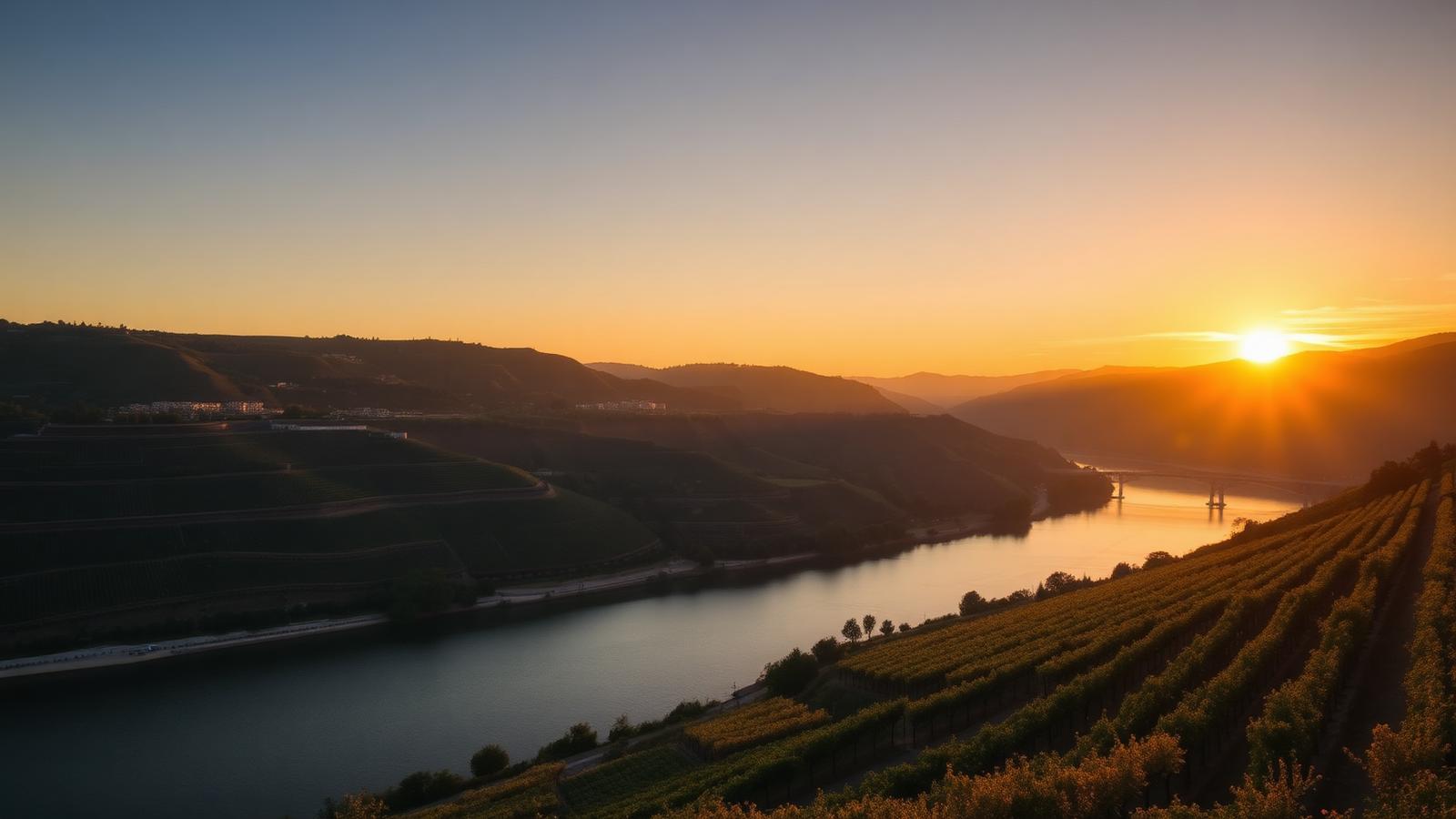 Vinhas do Douro ao pôr do sol